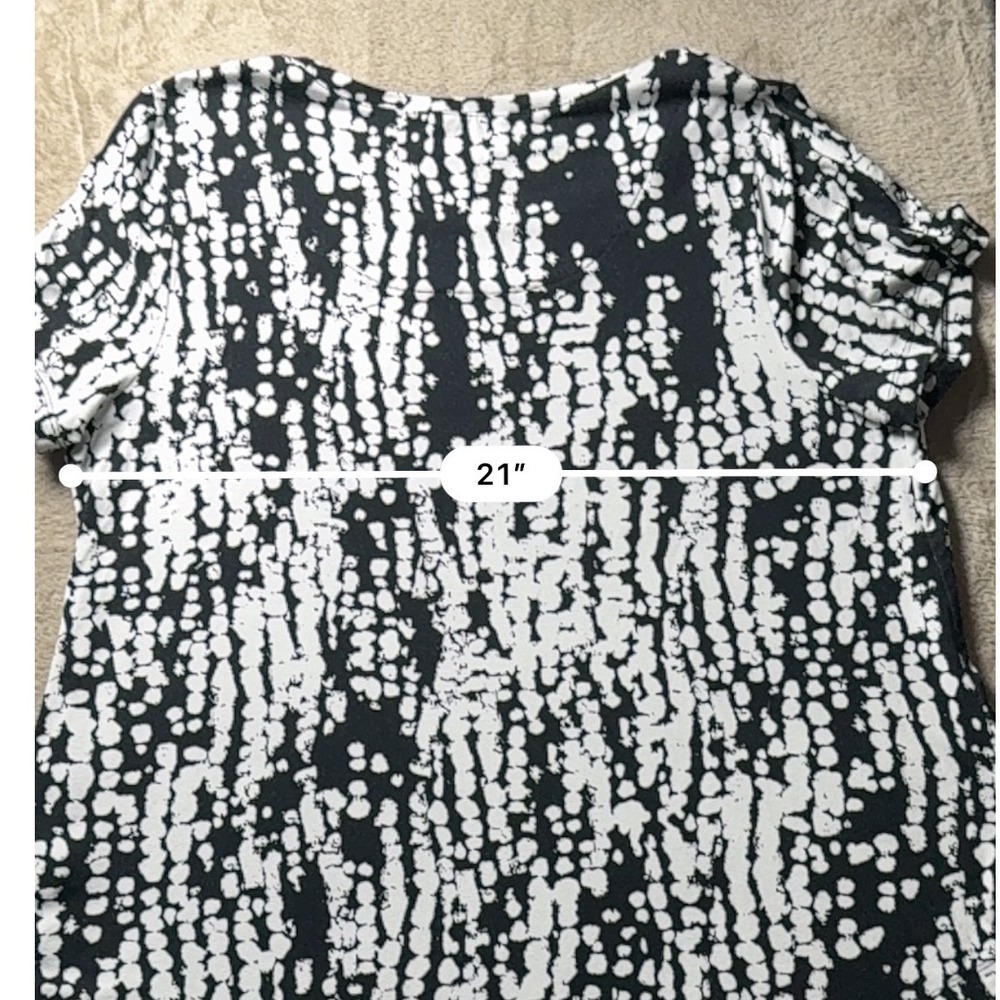 JM Collection Petite XL Top Black White Abstract Dotted Print Blouse Basics - Picture 4 of 5